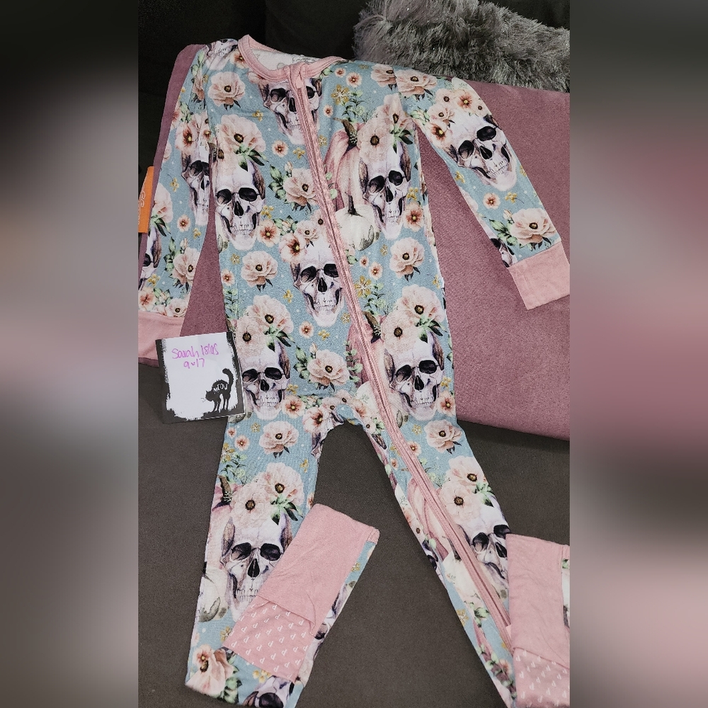 Floral Skull Print Pajama Onesie
